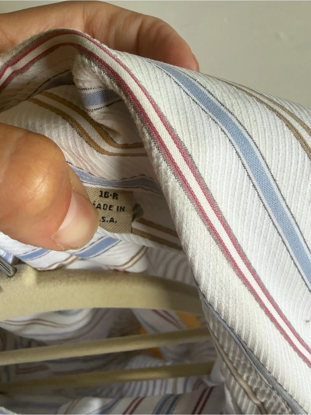 Burberry White Dress Shirt with Blue and Red Stripes